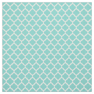 Tecido Turquesa Aqua, Quatrefoil Branco Marroquino #5 Sz3