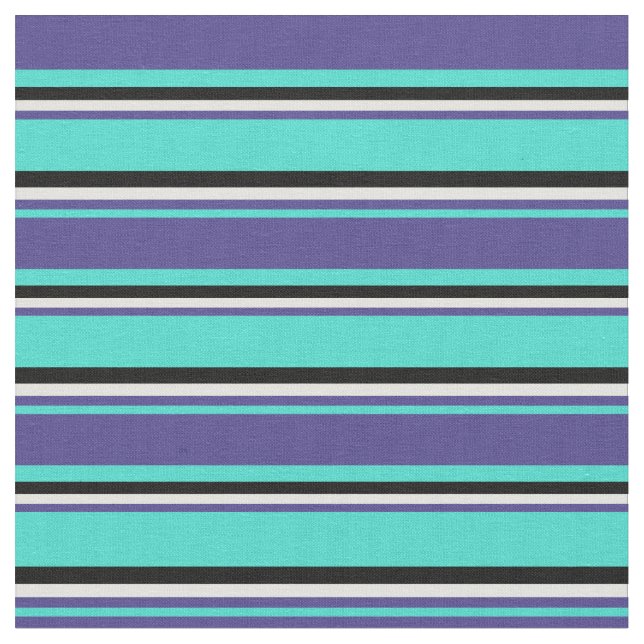 Tecido Turquesa, Azul Escuro, Ciano Claro e Preto (Detalhe)