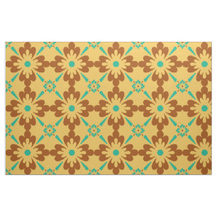 Tecido Turquesa Brown e teste padrão amarelo do azulejo