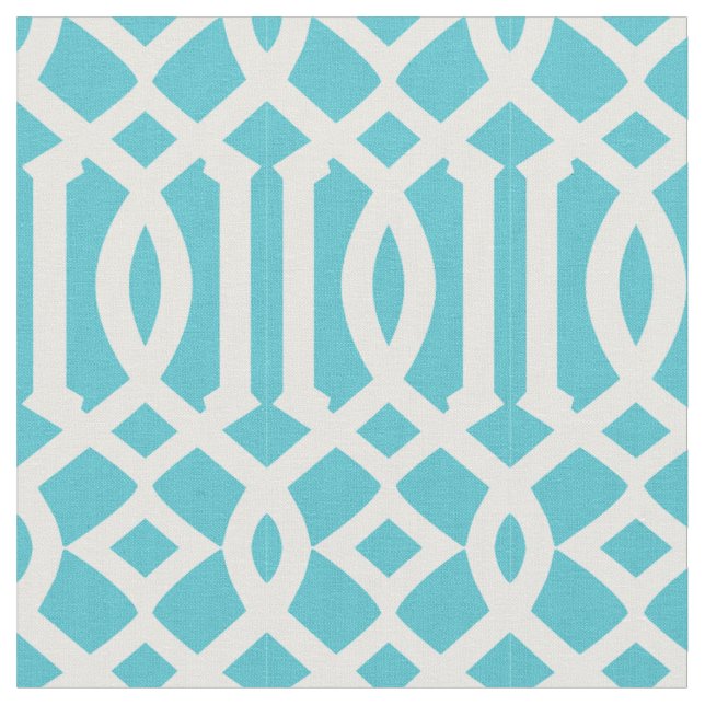 Tecido Turquesa Chic e Padrão de Lata Branca de Trellis (Detalhe)