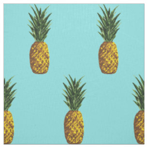 Tecido Turquesa de Pineanases Tropicais