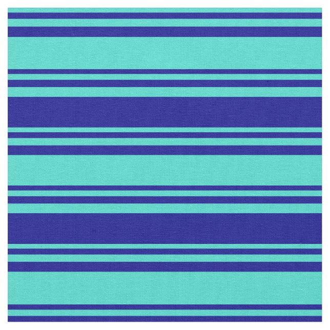 Tecido Turquesa e Azul Escuro - Padrão Striped/Links (Detalhe)
