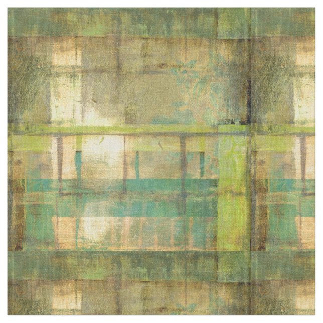 Tecido Turquesa e pintura Abstrato verde (Detalhe)