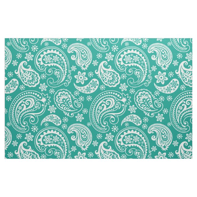 Tecido Turquesa e White Vintage Patterley (Fat Quarter)