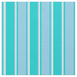 Tecido Turquesa Escura, Azul-Céu e Linhas Brancas Colorid