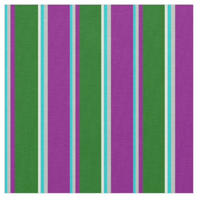 Tecido Turquesa Escura, Cinzas, Roxo, Verde e Ciano Claro (Detalhe)
