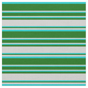 Tecido Turquesa Escura, Verde Escuro e Cinzas Claras