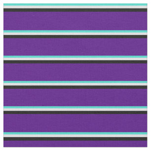Tecido Turquesa, Lavanda, Padrão Preto e Indigo
