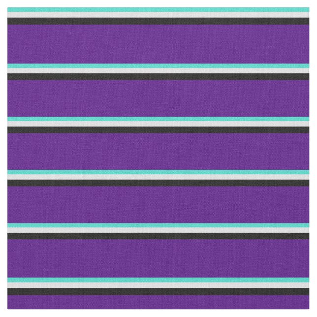 Tecido Turquesa, Lavanda, Padrão Preto e Indigo (Detalhe)