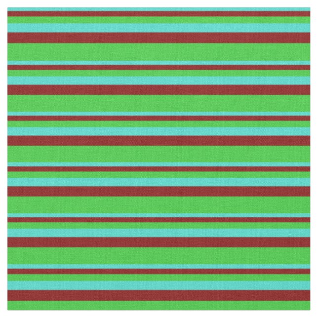 Tecido Turquesa, Marrom e tiras coloridas de Verde limão (Detalhe)