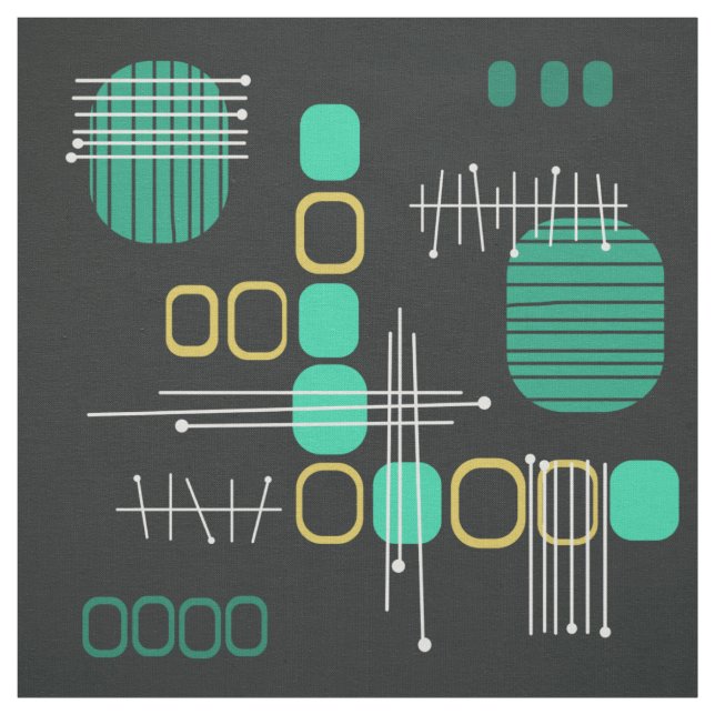 Tecido Turquesa Negra Abstrato Atômica (Modelo)