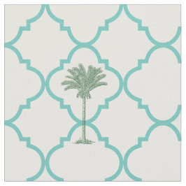Tecido Turquesa simples clássica e quatrefoil branco
