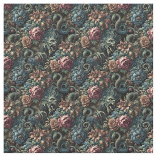 Tecido Uivo da selva dourada - Azulejo gótico denso