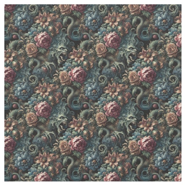 Tecido Uivo da selva dourada - Azulejo gótico denso (Detalhe)