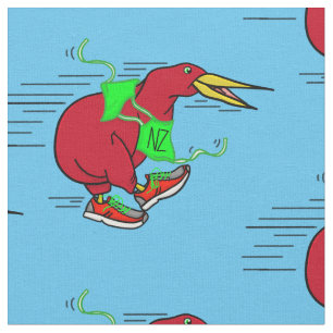 Tecido Um belo cartoon Kiwi dirigindo calçados vestidos