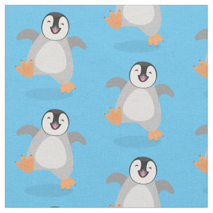 Tecido Um desenho animado de pintinho de pinguim feliz e 