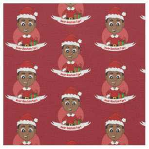 Tecido Um desenho animado de um menino de Natal afro-amer