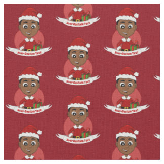 Tecido Um desenho animado de um menino de Natal afro-amer