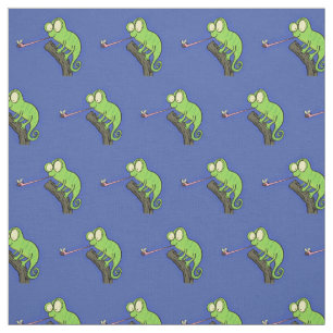 Tecido Um desenho animado verde-feliz chameleon lagarto