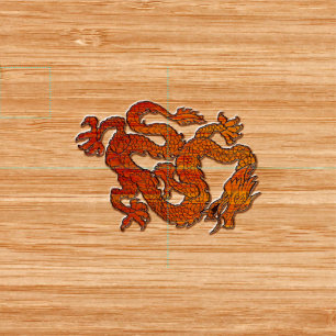 Tecido Um dragão oriental no bambu