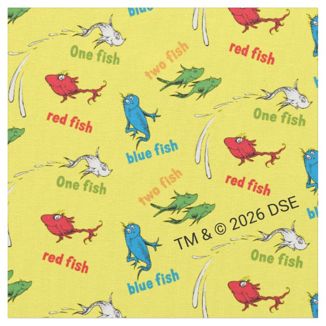 Tecido Um Peixe Dois Peixes Padrão Amarelo (Detalhe)