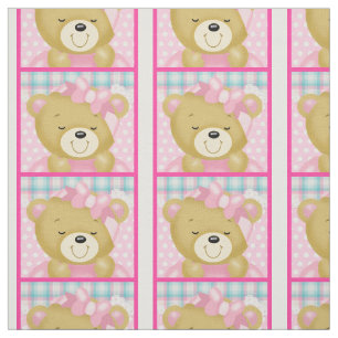 Tecido Um Urso Fofinho Gelado Vestido a Rosa