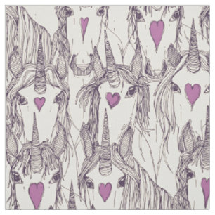 Tecido unicorn love indigo púrpura