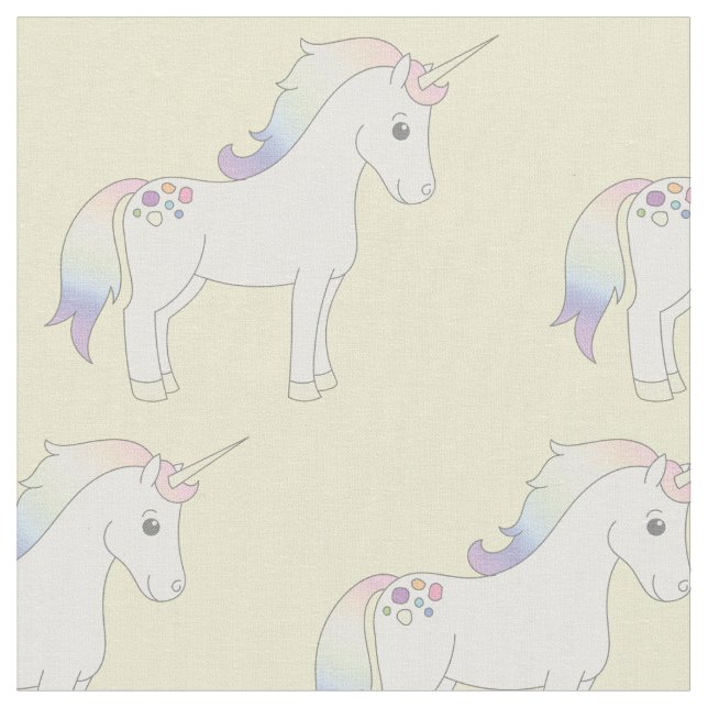 Tecido Unicorn Pastel Rainbow Amarelo (Detalhe)