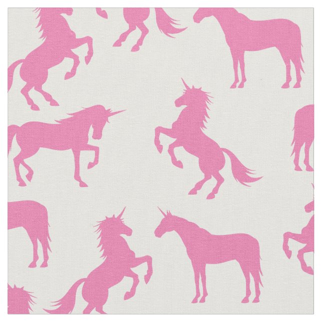Tecido Unicorn Silhouettes Branco e Rosa (Detalhe)