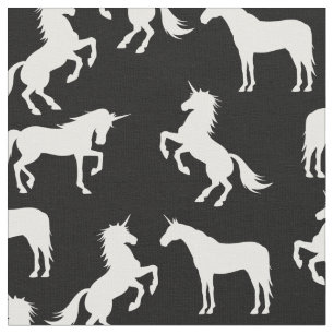 Tecido Unicorn Silhuettes Black and White