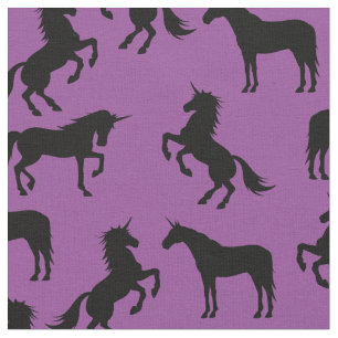 Tecido Unicorn Silhuettes Purple e Black