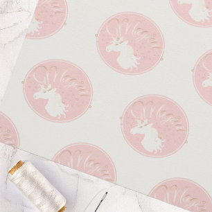 Tecido Unicórnio Mágico Moderno Rosa e Branco