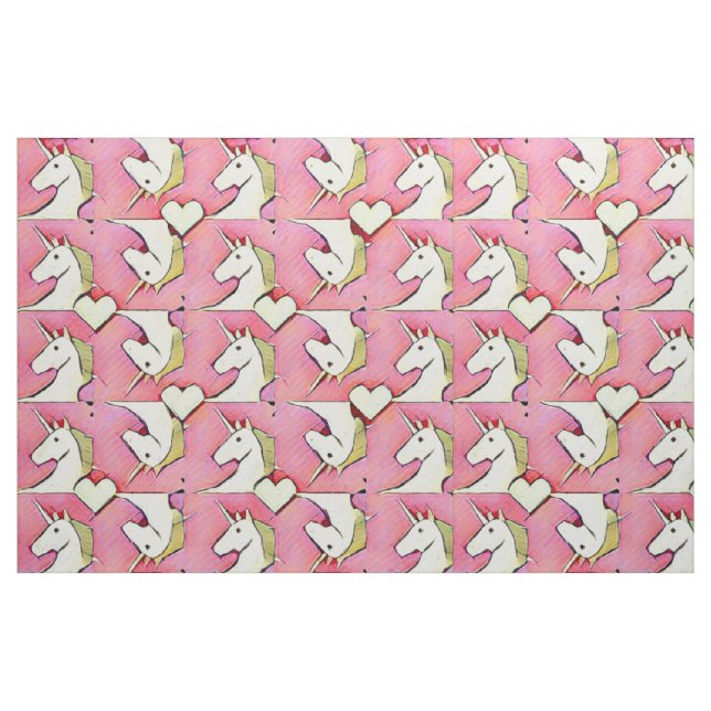 Tecido Unicórnios e Corações (Fat Quarter)