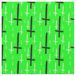 Tecido upside down inverted cross acid green black