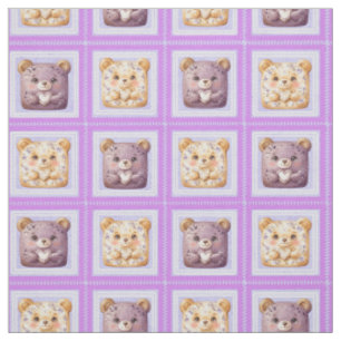 Tecido Ursa de retalhos azul lavanda fofa