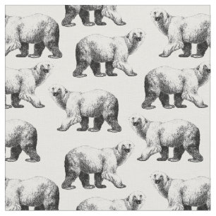 Tecido Ursa Polar Simples Impressa em Preto e Branco