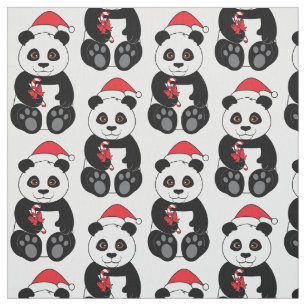 Tecido Urso de panda que Snacking no bambu no Natal