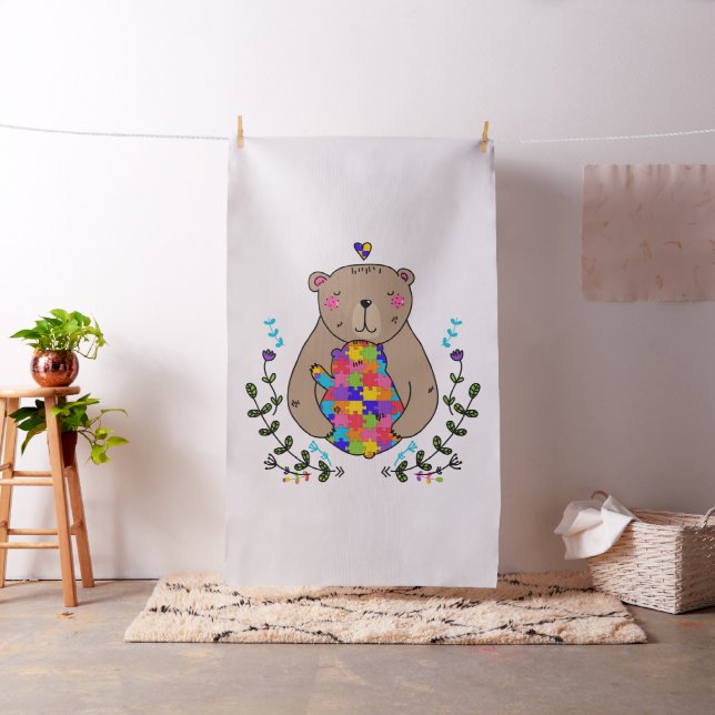 Tecido urso-mama autista floral (In Situ)