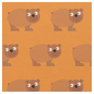 Tecido Urso Marrom Fofo Bebê Berçário Laranja