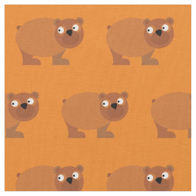 Tecido Urso Marrom Fofo Bebê Berçário Laranja (Detalhe)