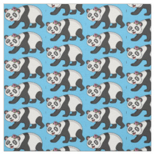 Tecido Urso panda bonito e feliz com desenho animado