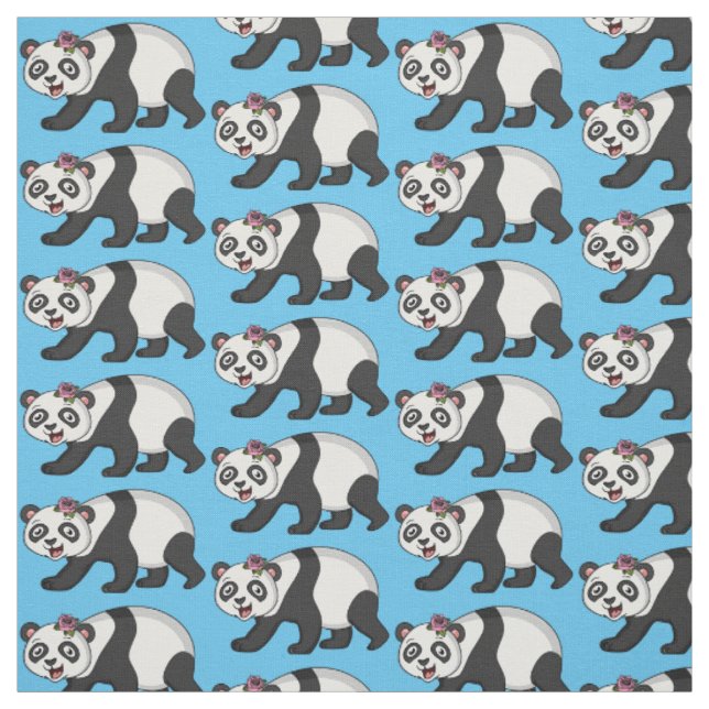 Tecido Urso panda bonito e feliz com desenho animado (Modelo)