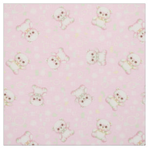 Tecido Urso Pastel Adorável e Formas Geométricas Sem Cost