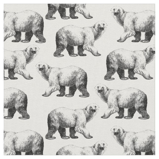Tecido Urso Polar Branco e Preto Simples Impresso (Detalhe)