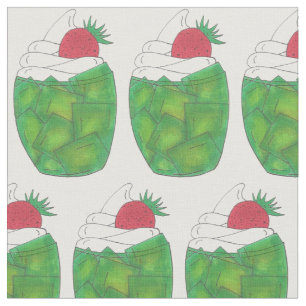 Tecido UTAH Green Gelatin Dessert Parfait Strawberry Comi