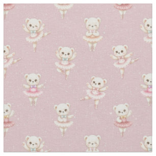 Tecido Ute Bailarina Urso Teddy Rosa Padrão Sem Costura T