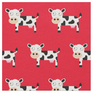 Tecido Vaca Moo Fofa Quarto de Bebê Fazenda Vermelha