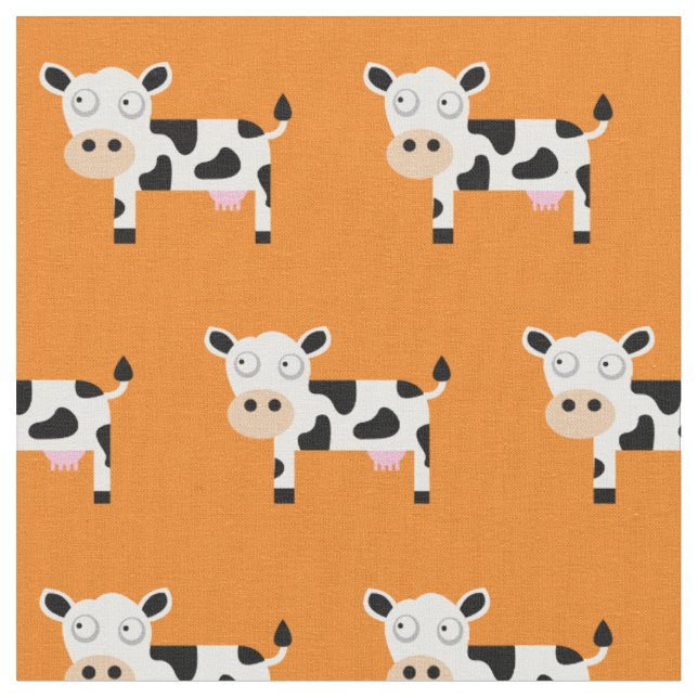 Tecido Vaca Moo Fofo Bebê Quarto Fazenda Laranja (Detalhe)