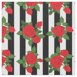 Tecido valentine vertical stripes red roses romantic