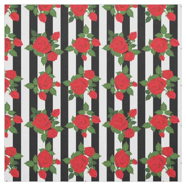 Tecido valentine vertical stripes red roses romantic (Modelo)
